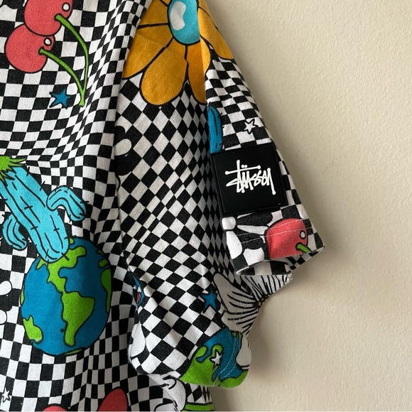 STUSSY cropped mushroom Tshirt Size Medium - Picture 4 of 6